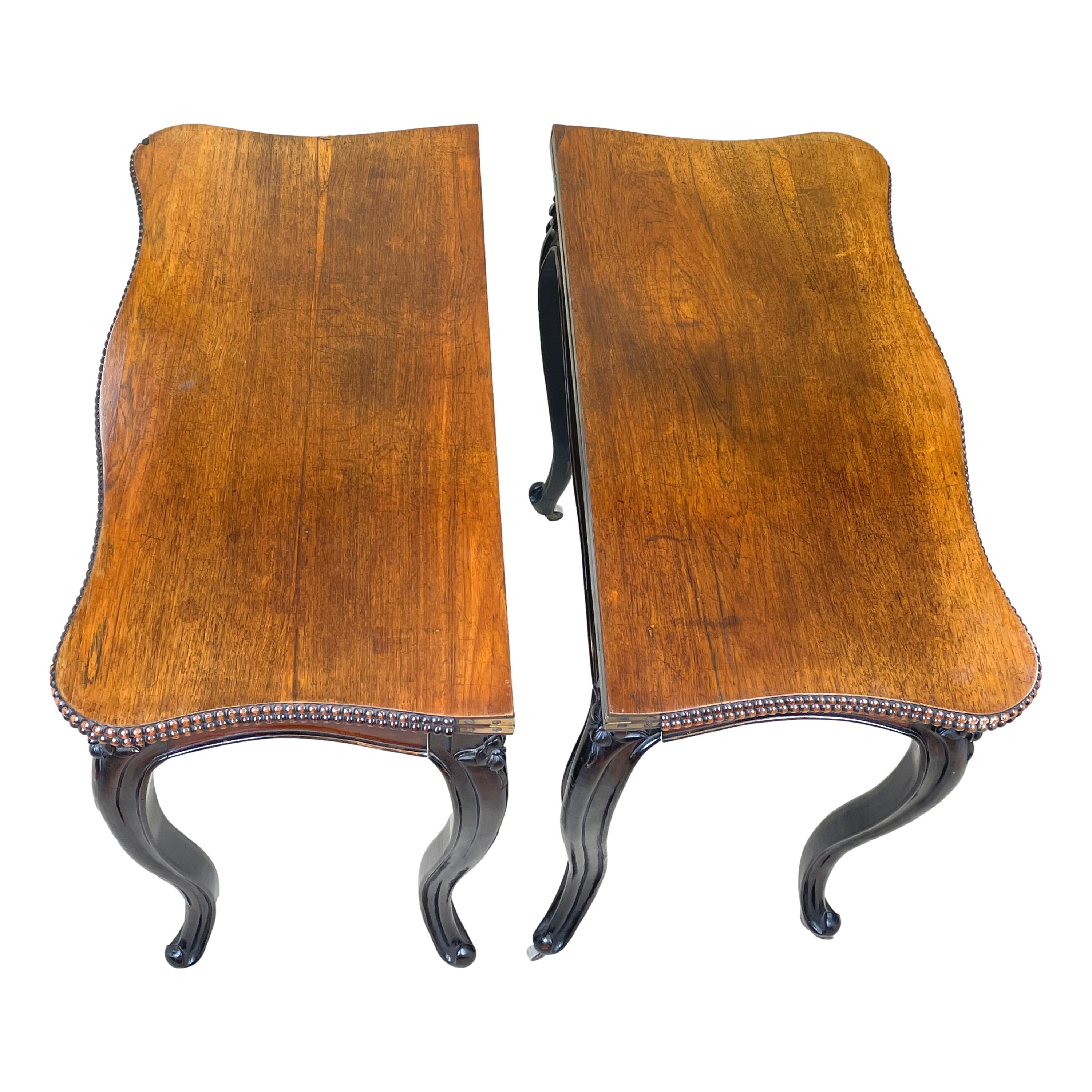 Victorian 19th Century Rosewood Pair of Card Tables For Sale