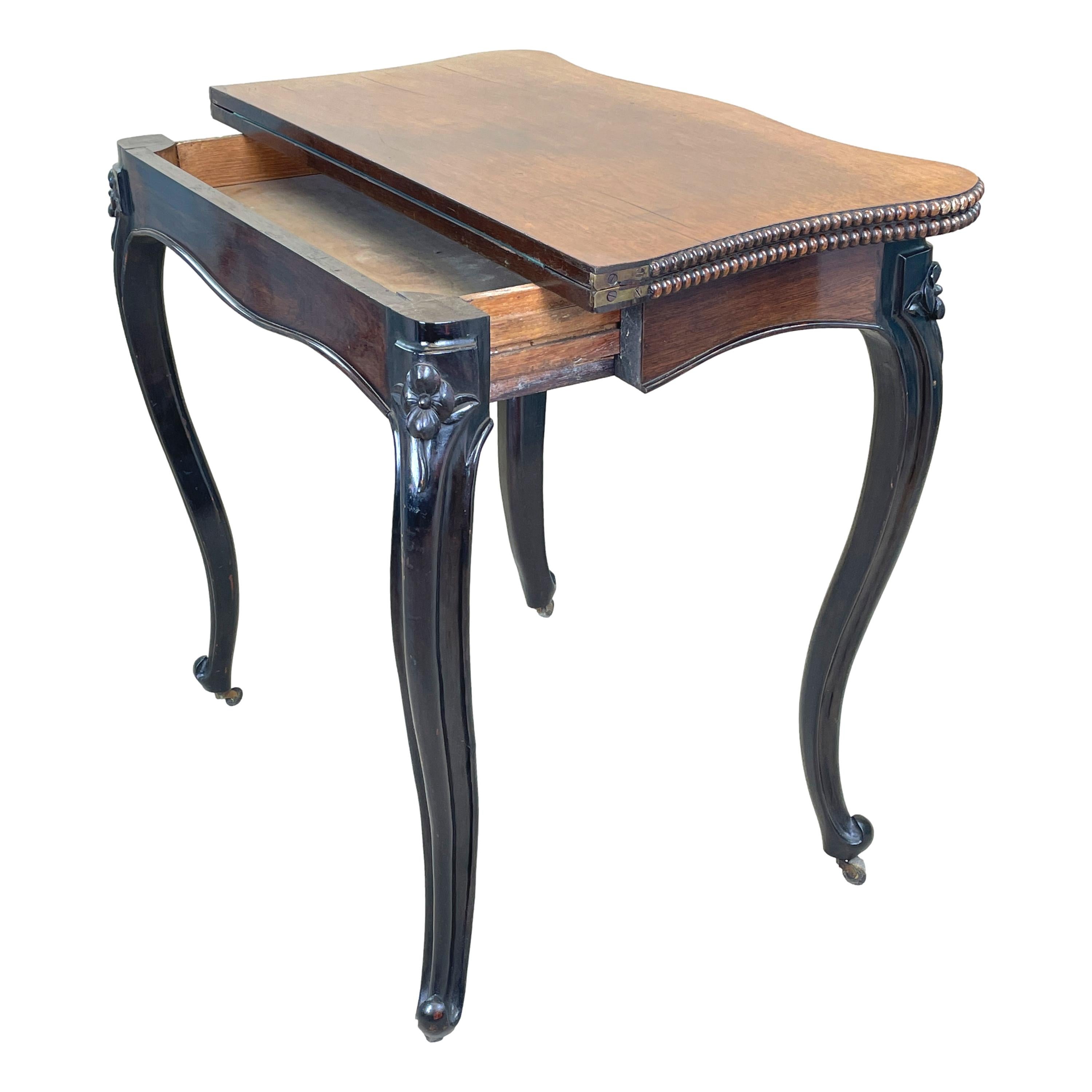 English 19th Century Rosewood Pair of Card Tables For Sale