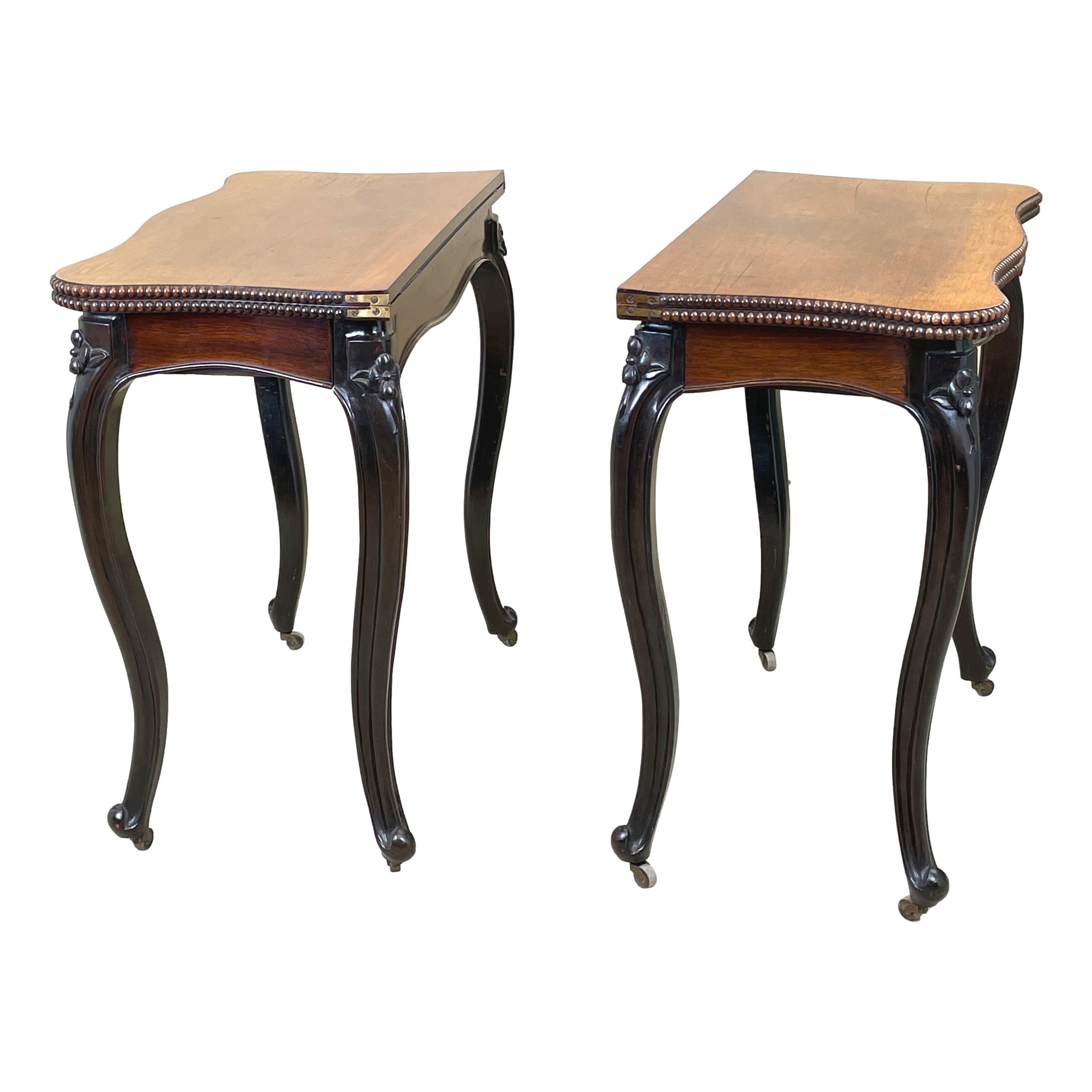 19th Century Rosewood Pair of Card Tables For Sale 3
