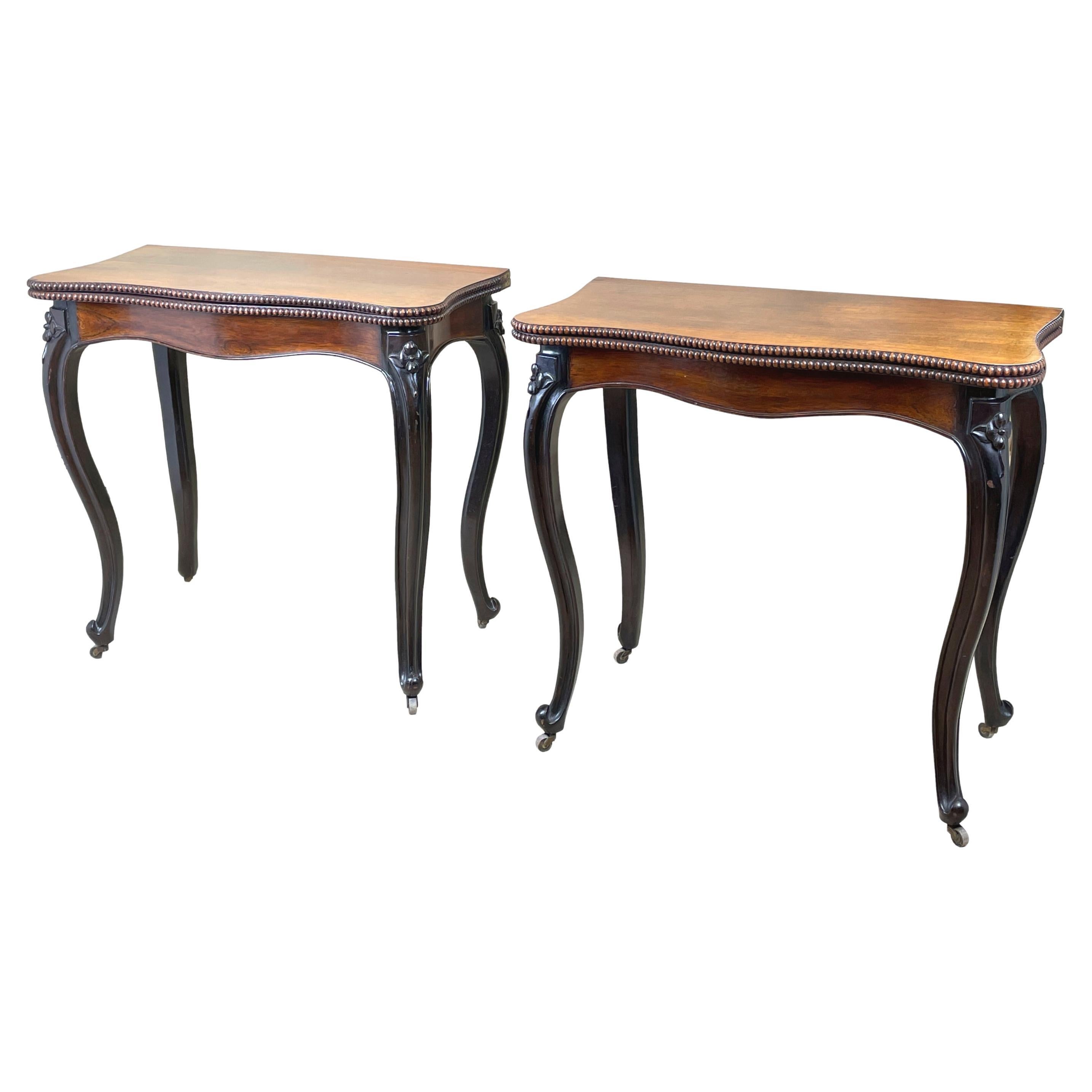 19th Century Rosewood Pair of Card Tables For Sale