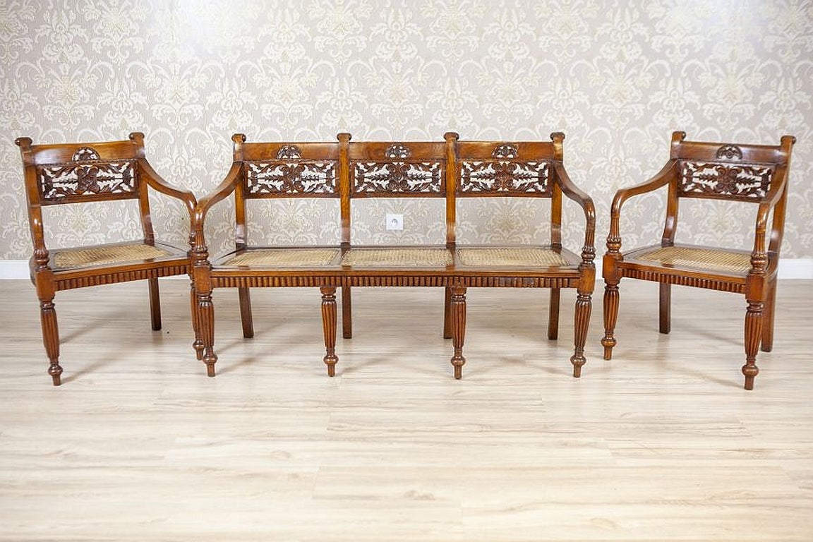 19th Century Rosewood Parlor Set with Carved Backrests For Sale