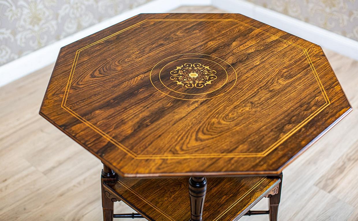 19th-Century Eight-Sided Rosewood Side Table with Inlaid Top 5