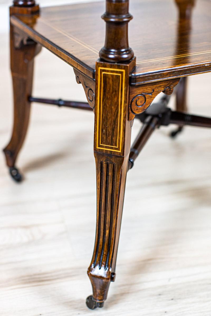 19th Century 19th-Century Eight-Sided Rosewood Side Table with Inlaid Top