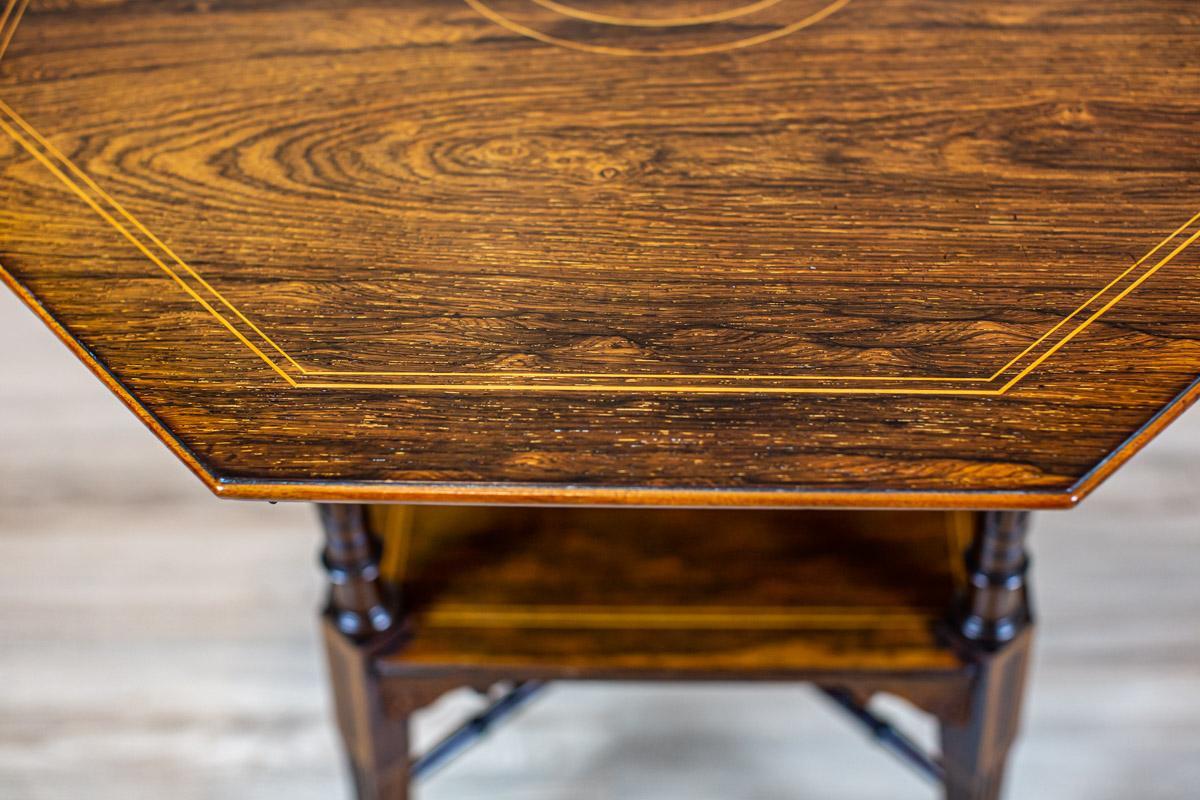 19th-Century Eight-Sided Rosewood Side Table with Inlaid Top 1