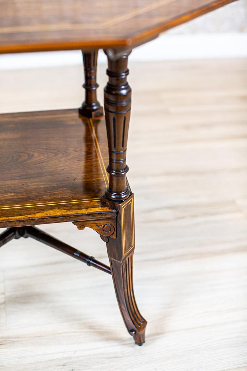 19th-Century Eight-Sided Rosewood Side Table with Inlaid Top 3
