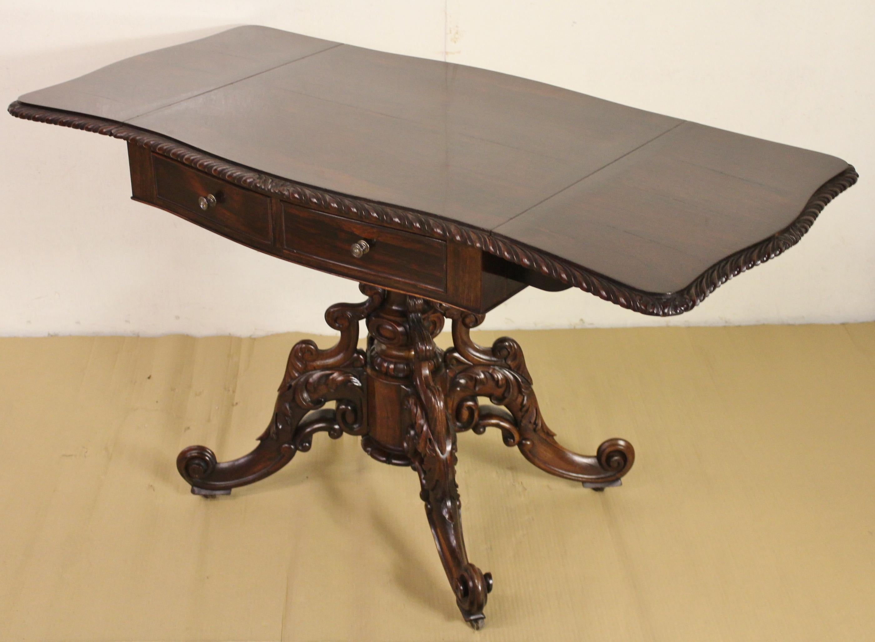 19th Century Rosewood Sofa Table In Good Condition In Poling, West Sussex