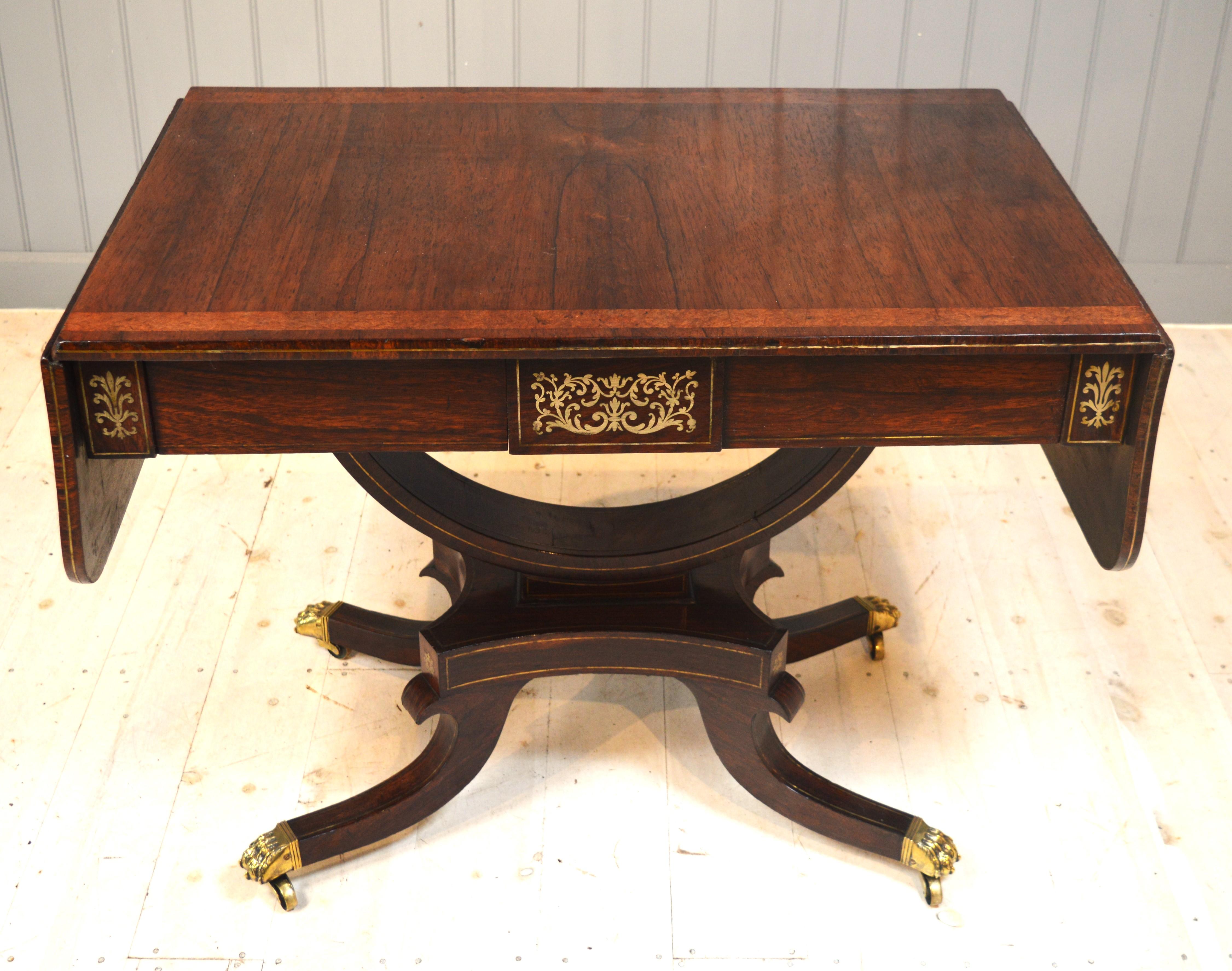 Veneer 19th century rosewood sofa table