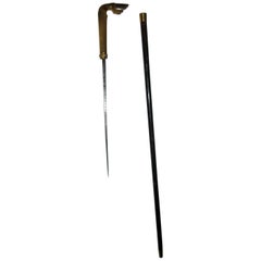 19th century Rosewood Walking Stick with Dagger and Hoof Handle