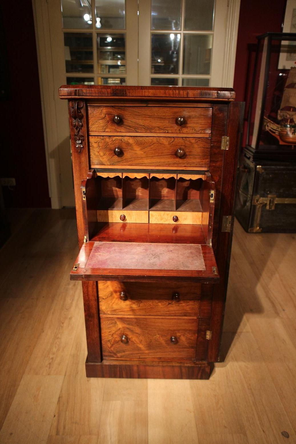 19th Century Rosewood Wellington Chest of Drawers with Secrétaire 5
