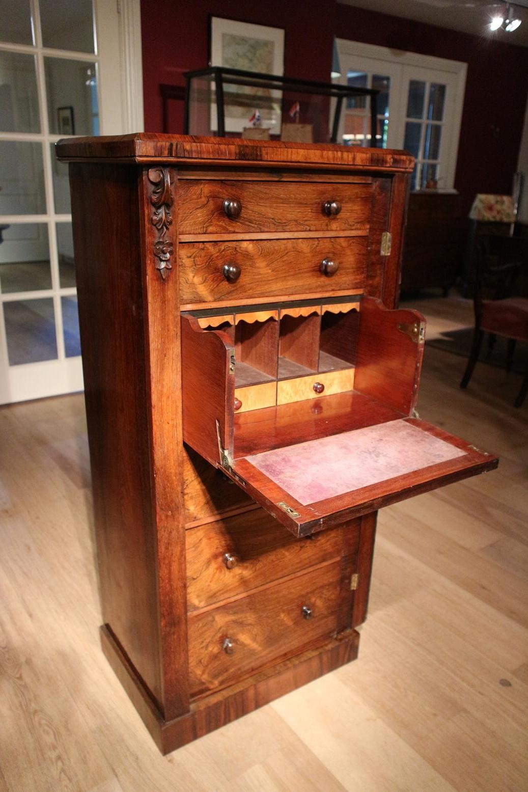 19th Century Rosewood Wellington Chest of Drawers with Secrétaire 7