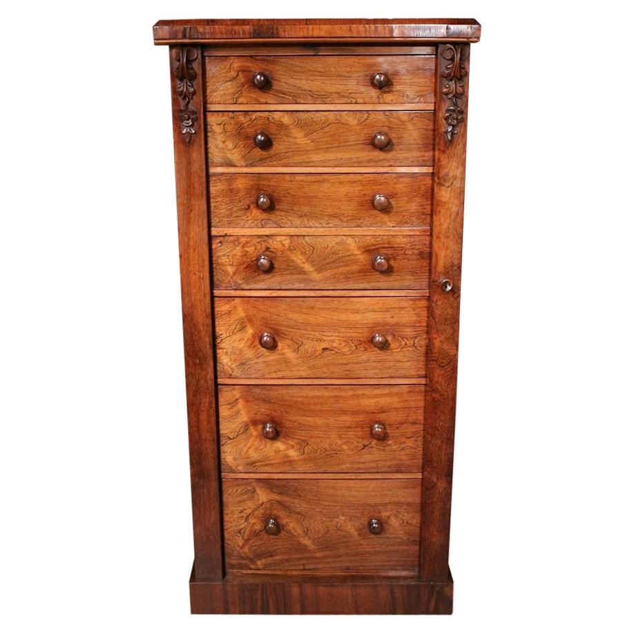 19th Century Rosewood Wellington Chest of Drawers with Secrétaire