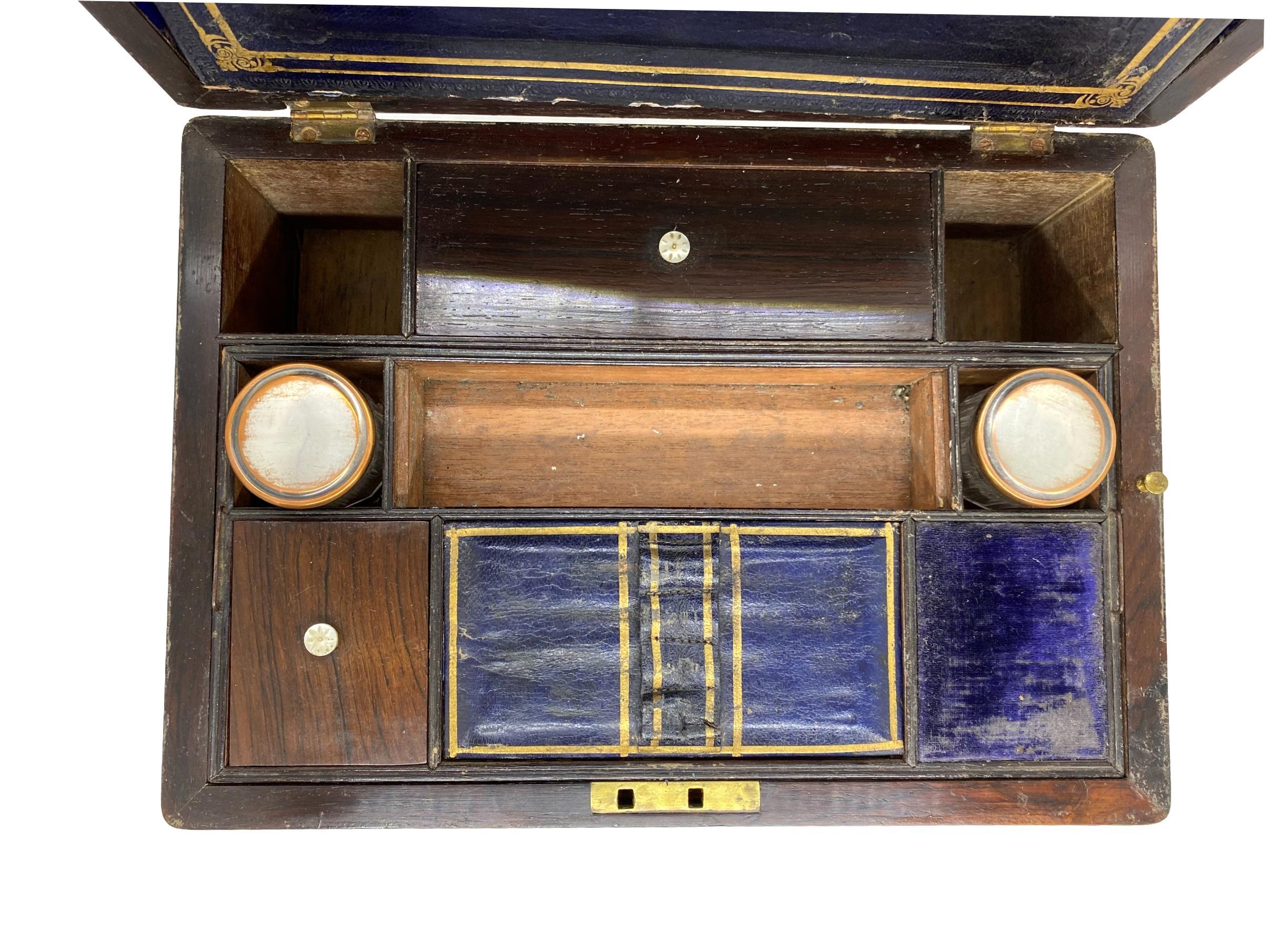 Mother-of-Pearl 19th Century Rosewood Writing Box For Sale