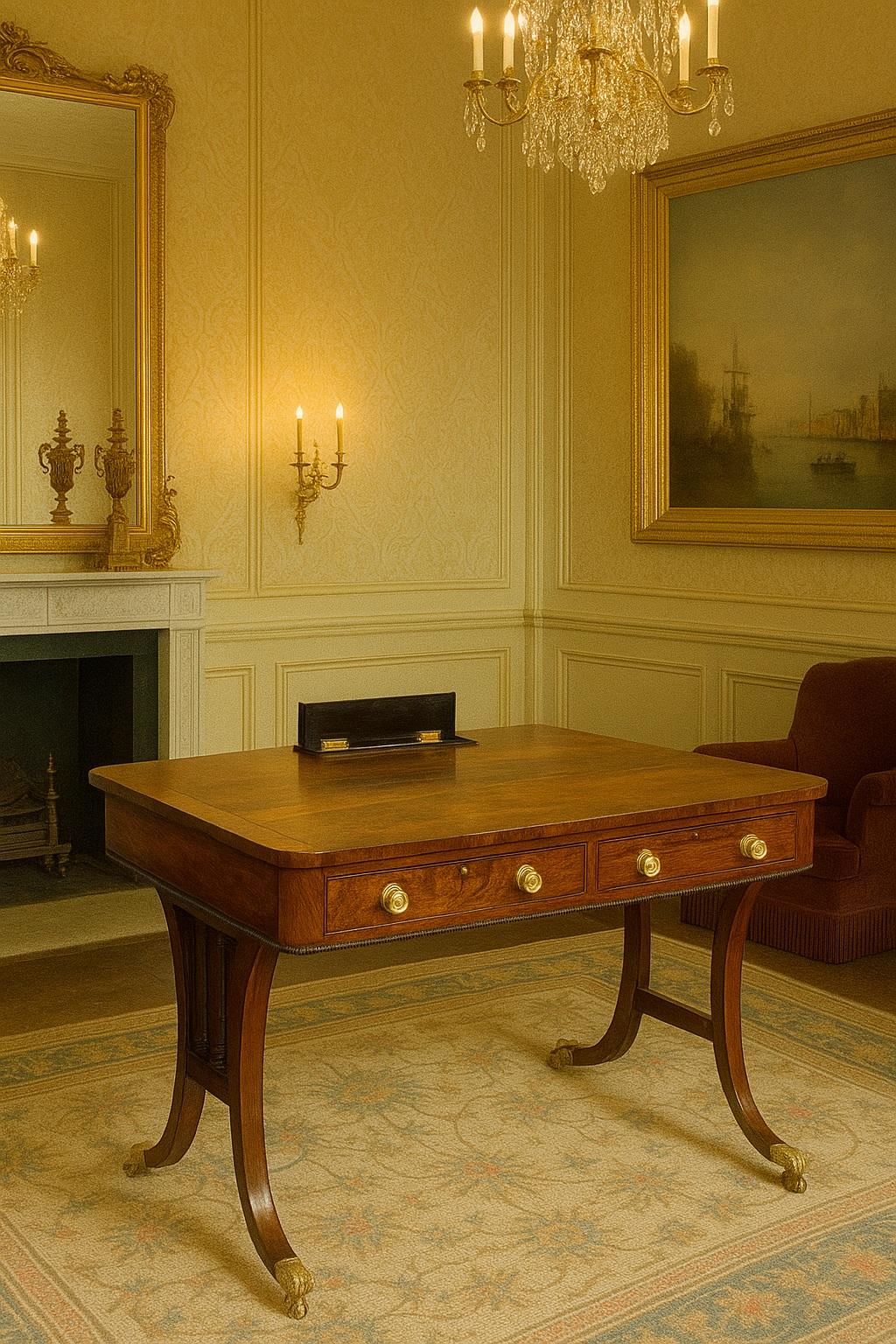 Table de bibliothèque en bois de rose Gillows Regency
 

L'artisanat de la Régence
Cette superbe table de bibliothèque ou d'écriture en palissandre de style Régence est un exemple étonnant de savoir-faire et d'élégance, incarnant les