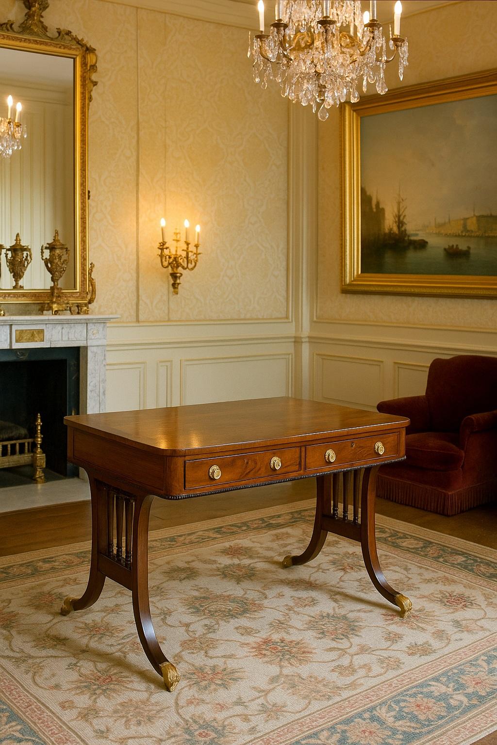 Regency Table à écrire en bois de rose du 19e siècle en vente