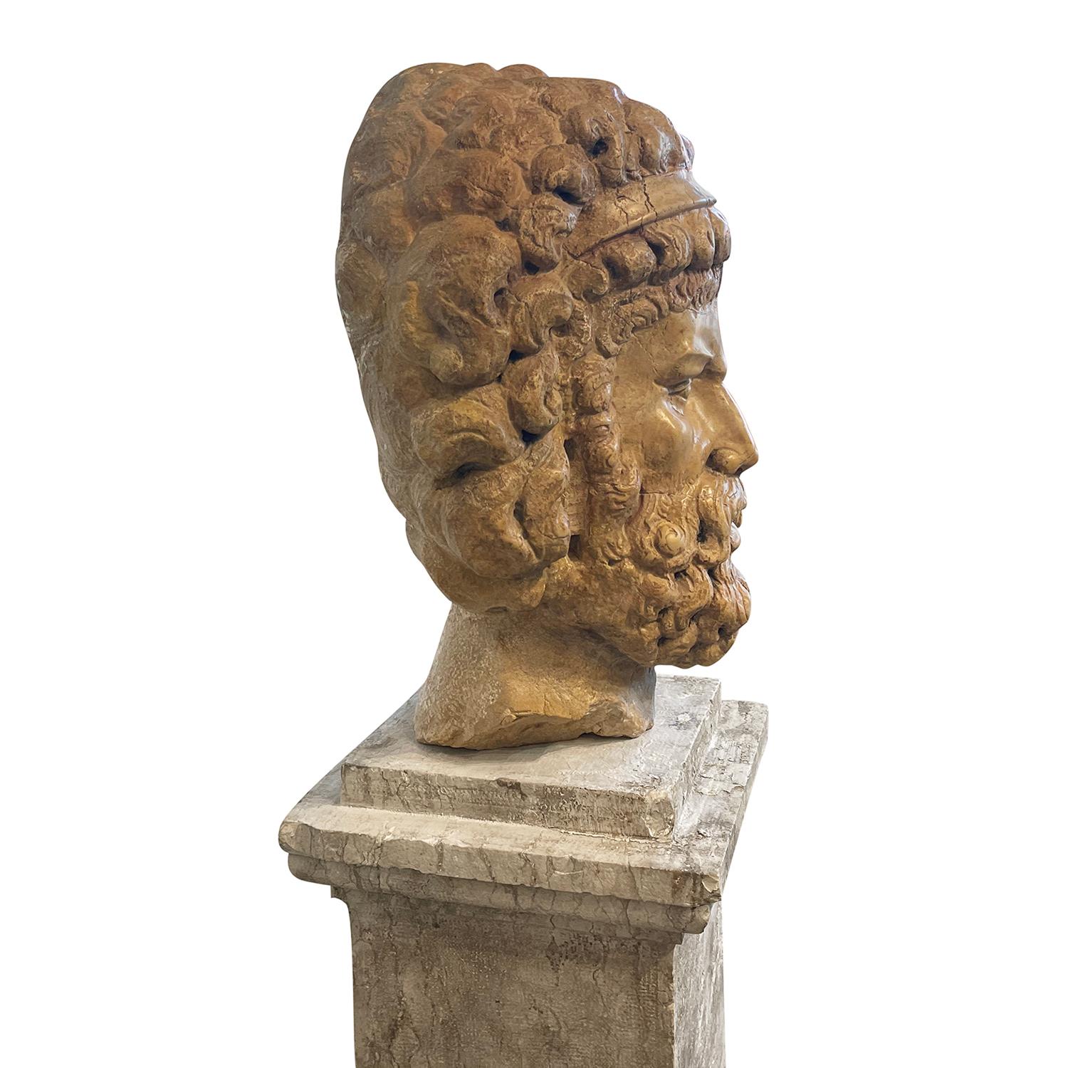 Rosso-Marmorkopf des Zeus aus dem 19. Jahrhundert – antikes italienisches Dekor (Italienisch) im Angebot