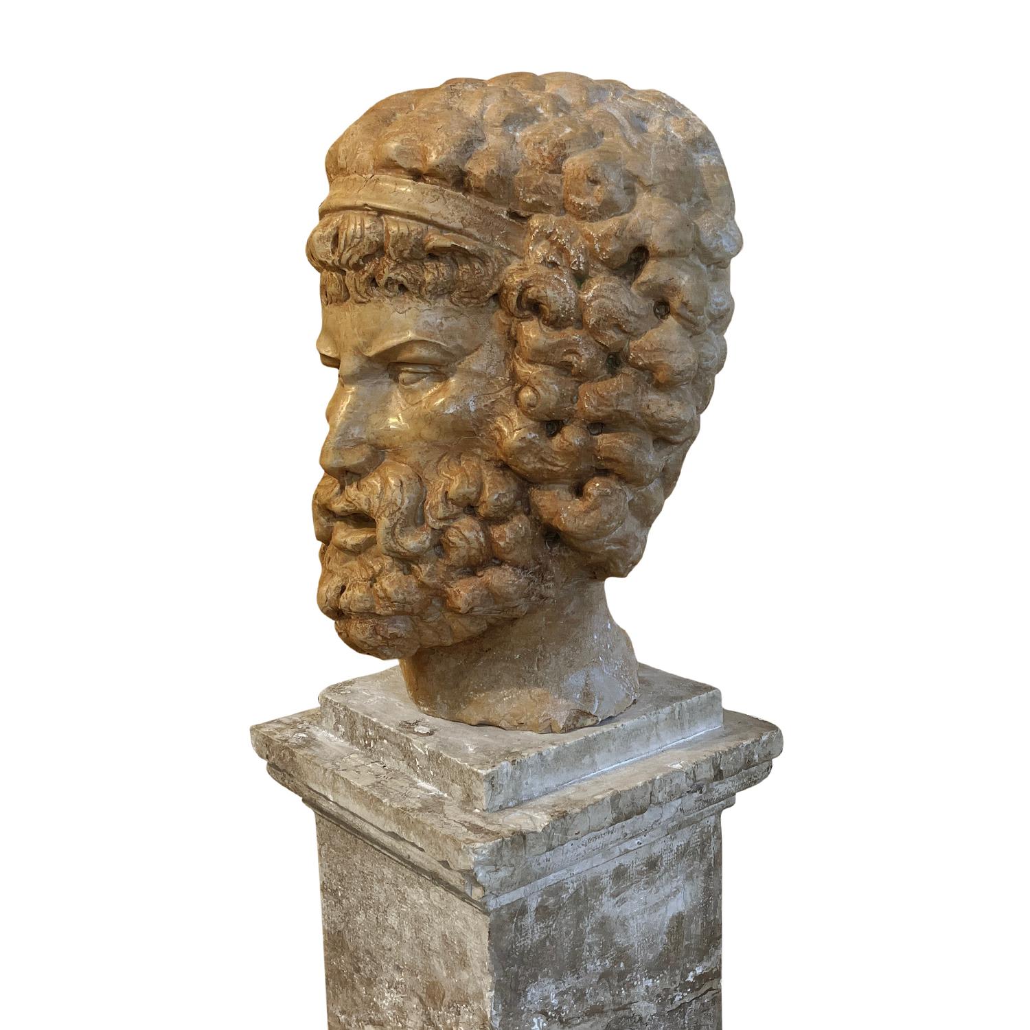 Renaissance 19th Century Rosso Marble Head of Zeus - Antique Italian Decor For Sale