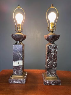 19th Century "Rouge de Rance" Pair of Columnar French Table Lamps