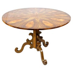 19th Century Round Biedermeier Dining Table / Center Table, Nutwood, AT ca 1835