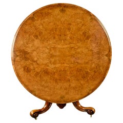Antique 19th century round bur walnut dining /center table