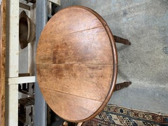 19th Century Round Extendable French Drop Leaf Dining Table