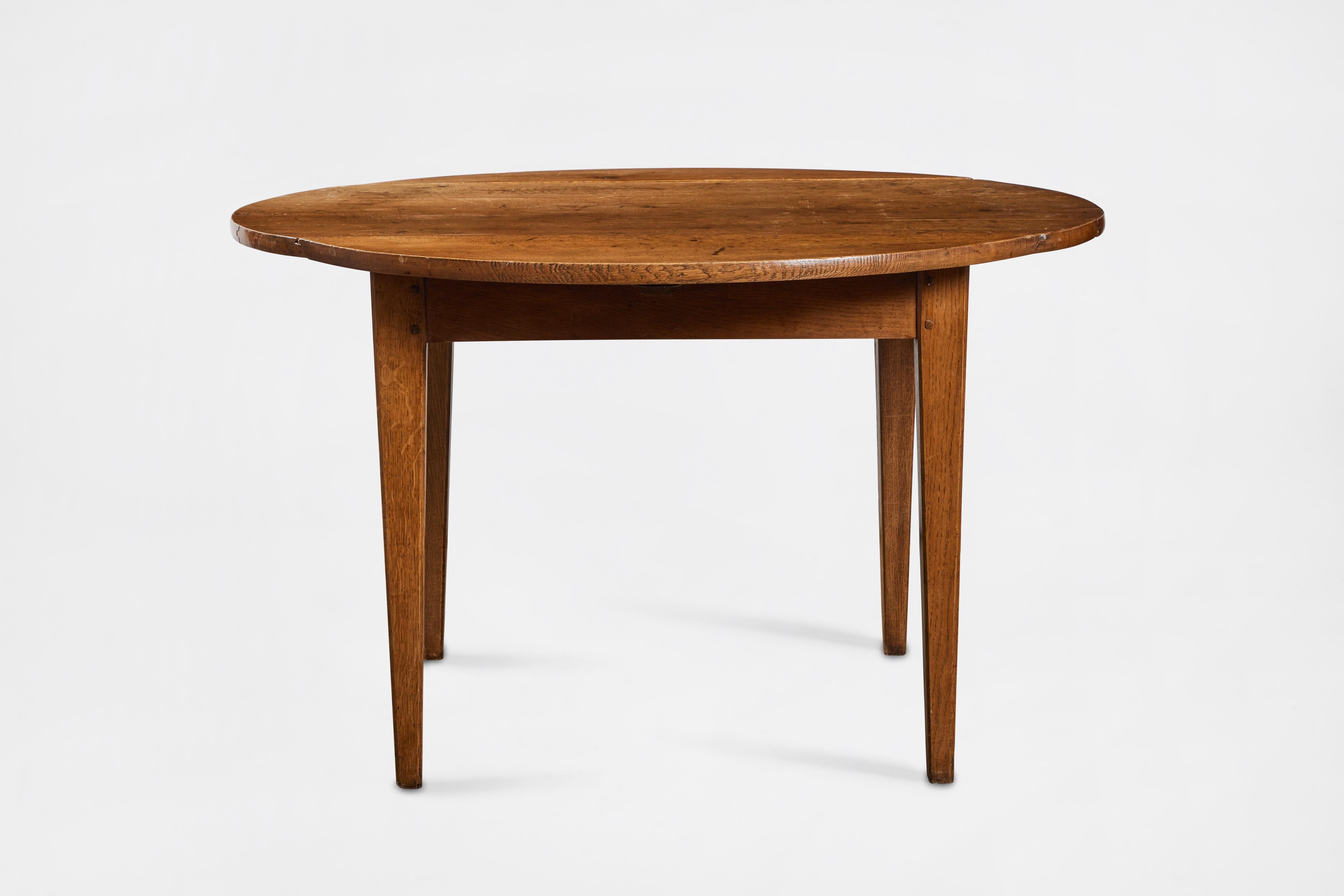 19th Century Round Gateleg Oak Table from Pierre Deux 1