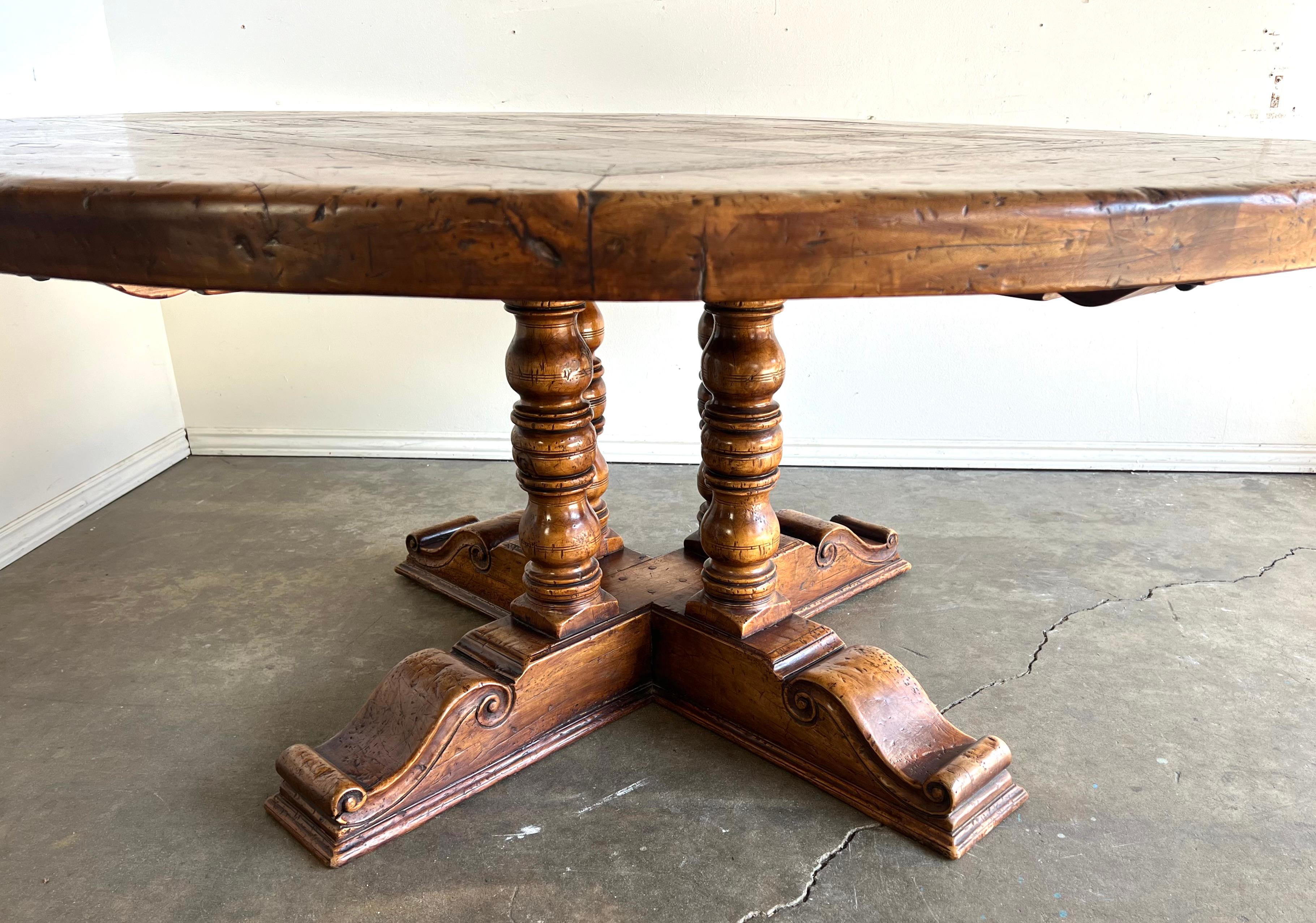French 19th Century Round Inlaid Dining Table