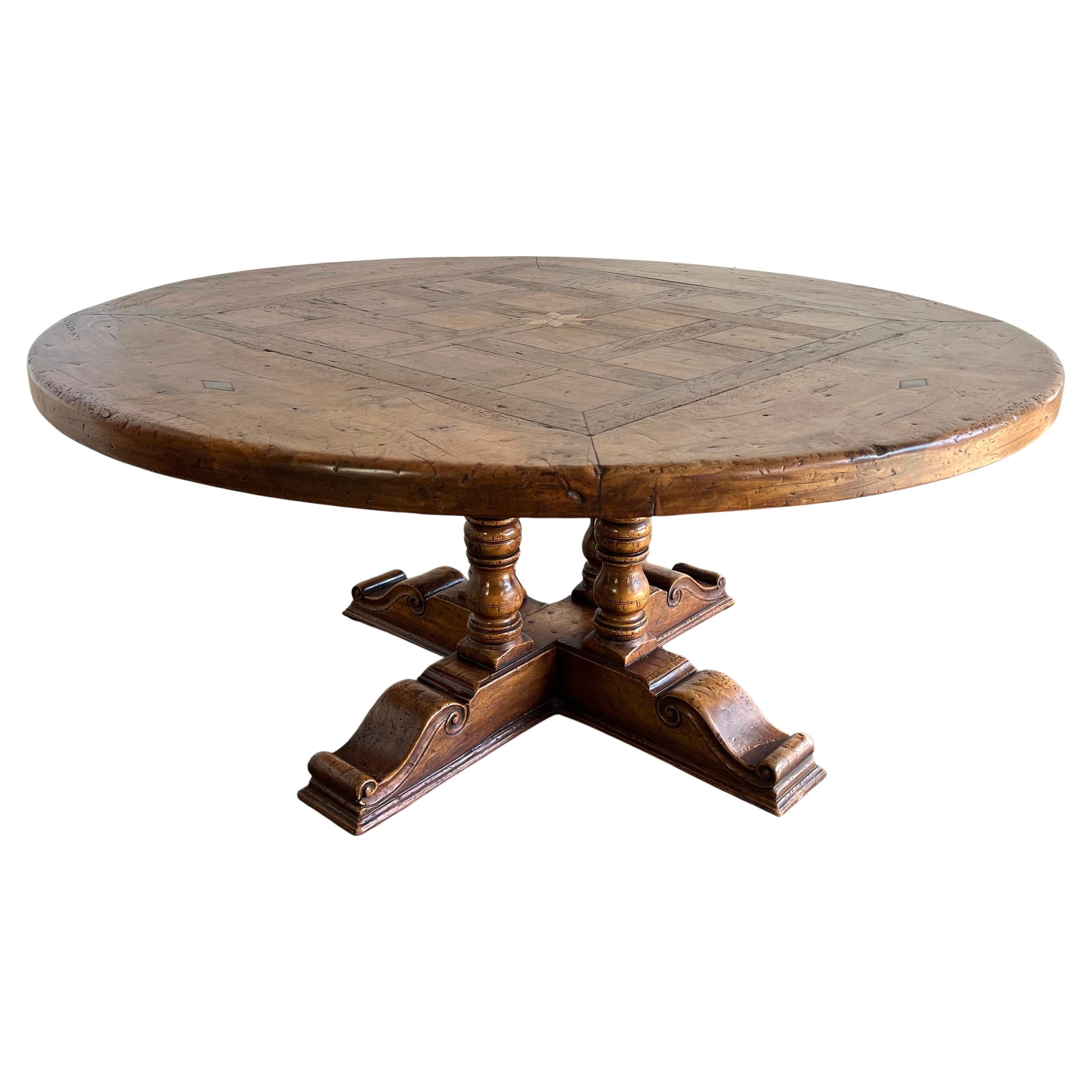 19th Century Round Inlaid Dining Table