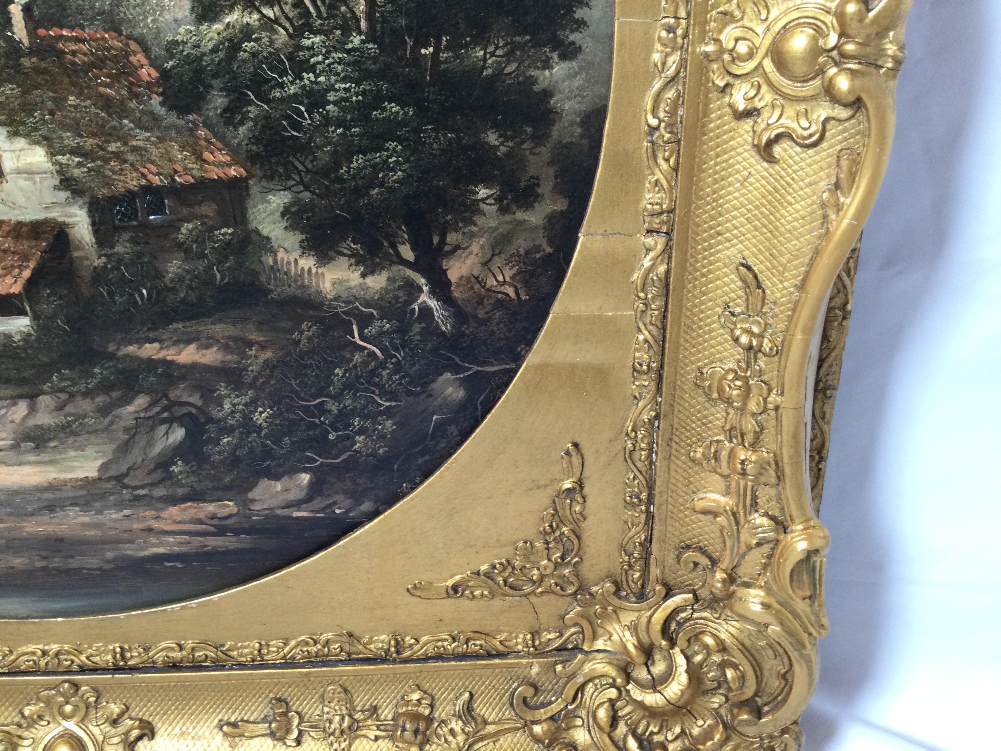 19th Century Round Landscape Oil Painting In Good Condition In Lambertville, NJ