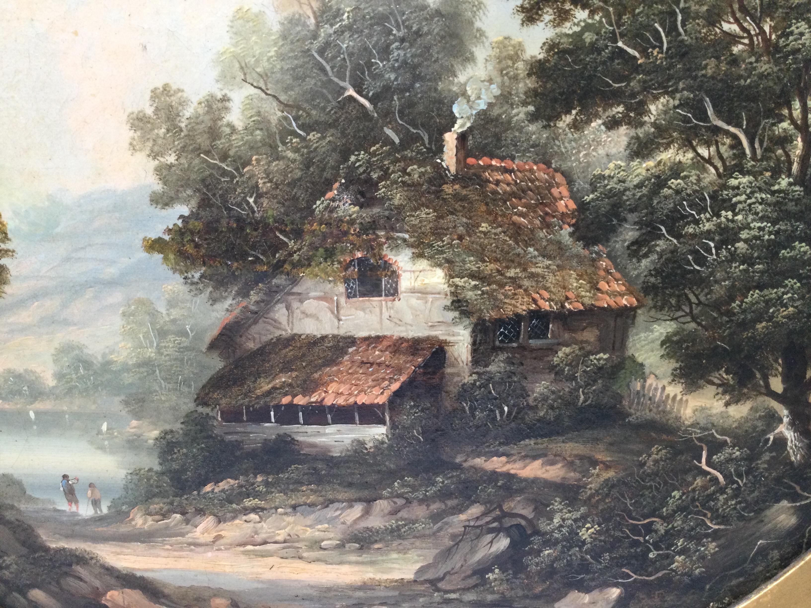 19th Century Round Landscape Oil Painting 1