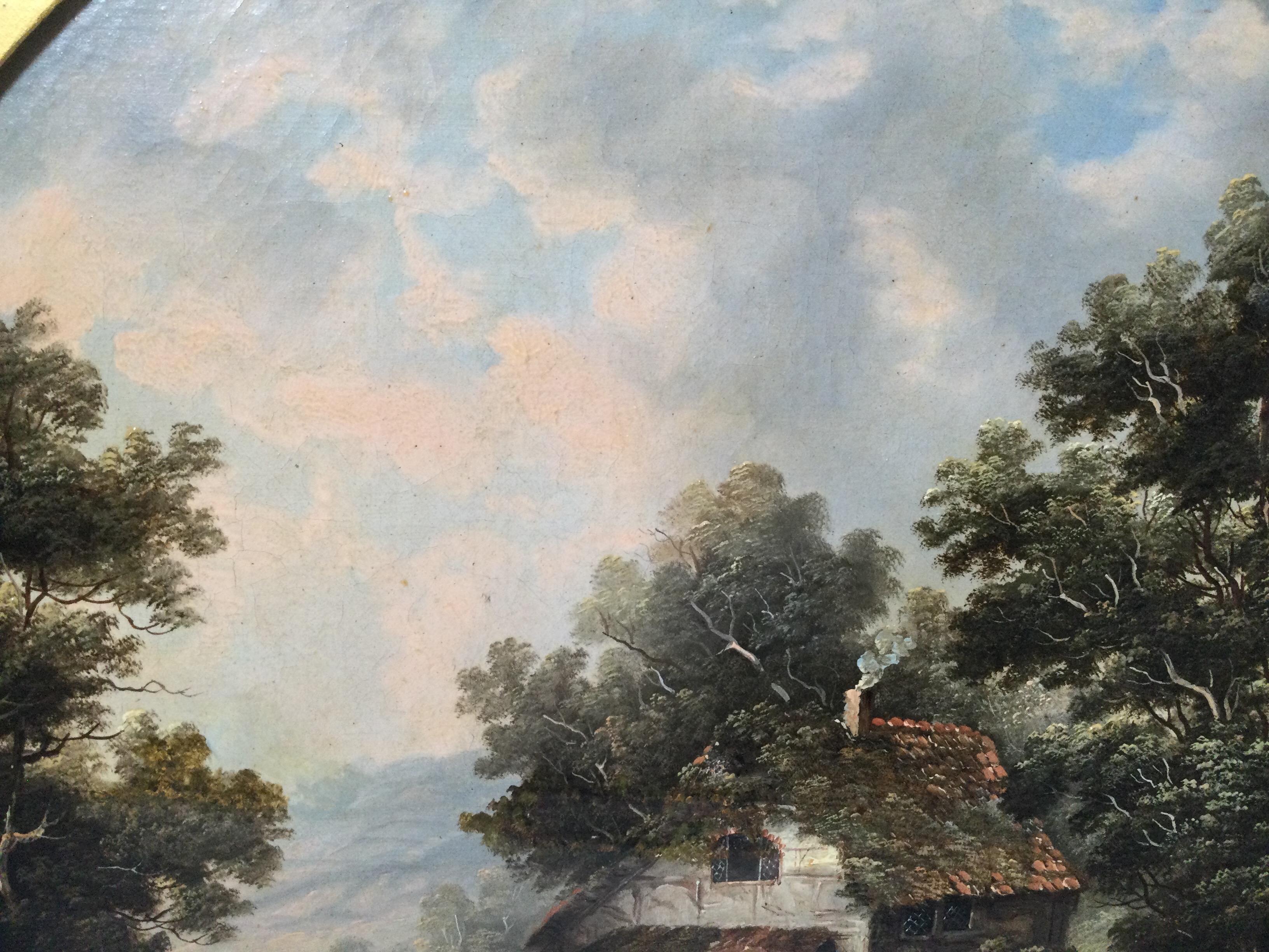 19th Century Round Landscape Oil Painting 2