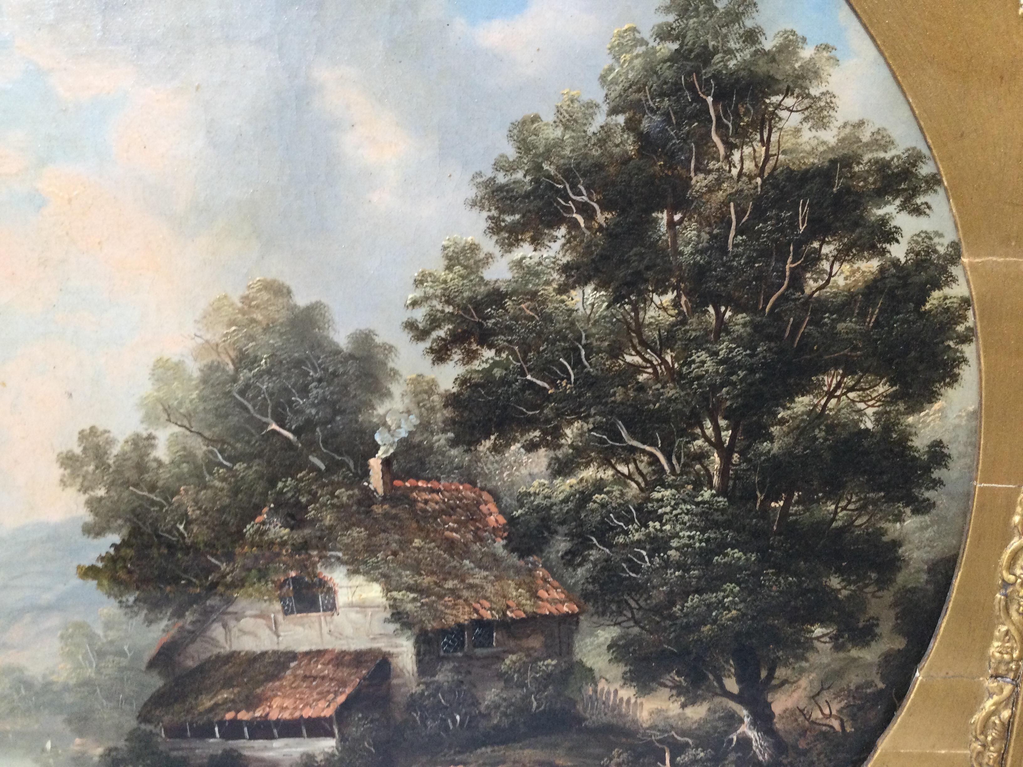 19th Century Round Landscape Oil Painting 3