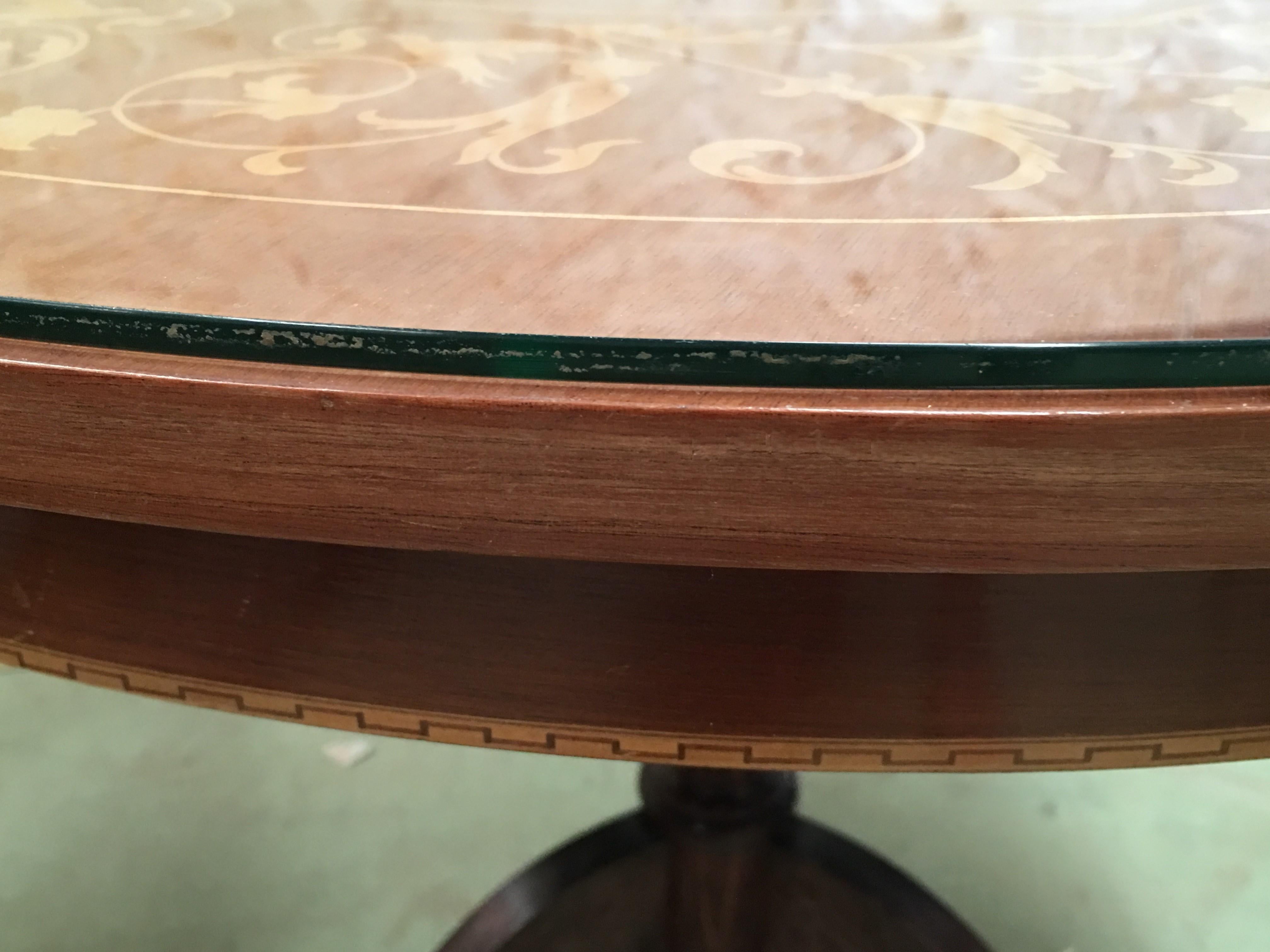 19th Century Round Marquetry Pedestal Italian Table 5