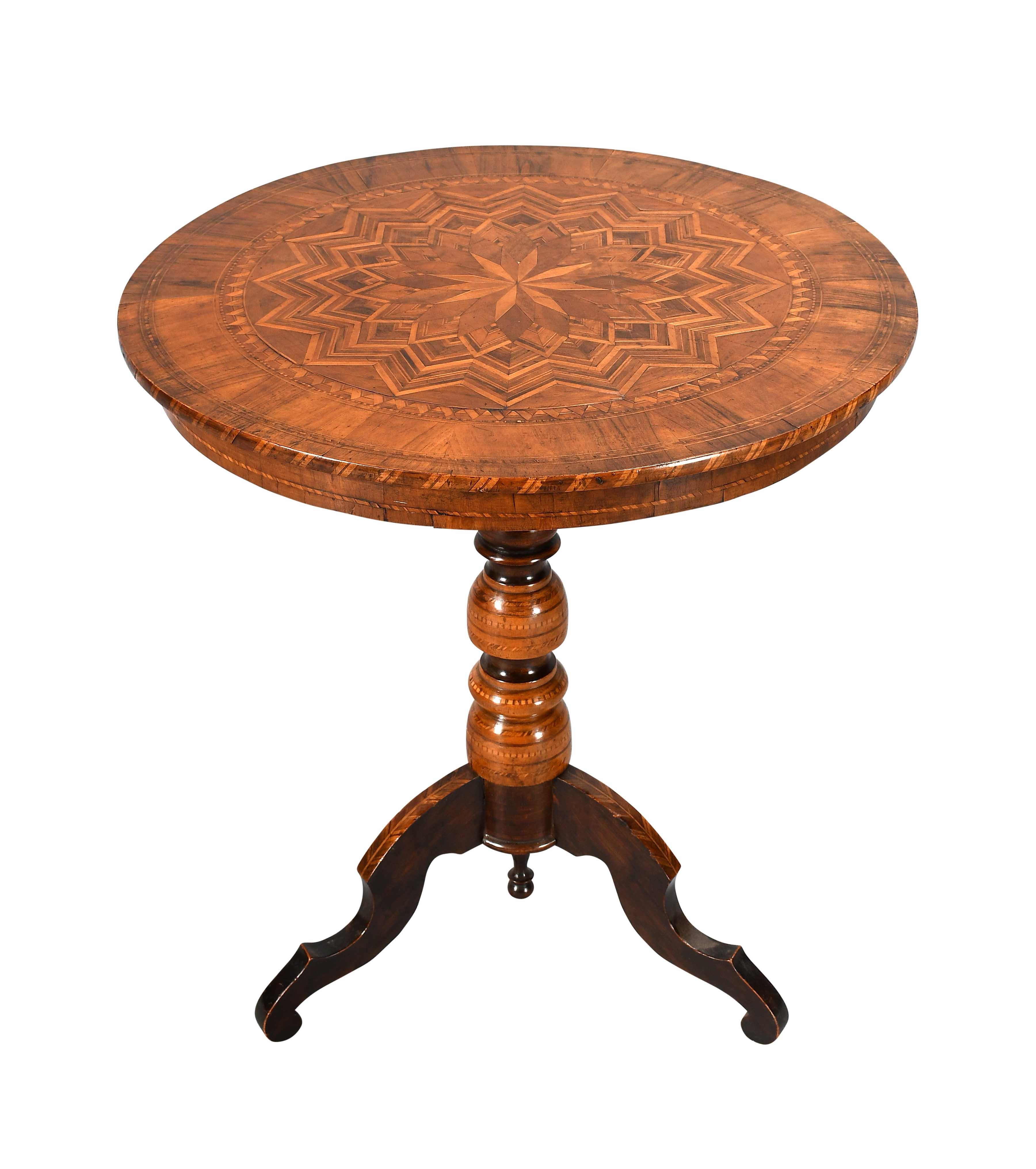 Wood 19th Century Round Parquetry Sorrento Table For Sale