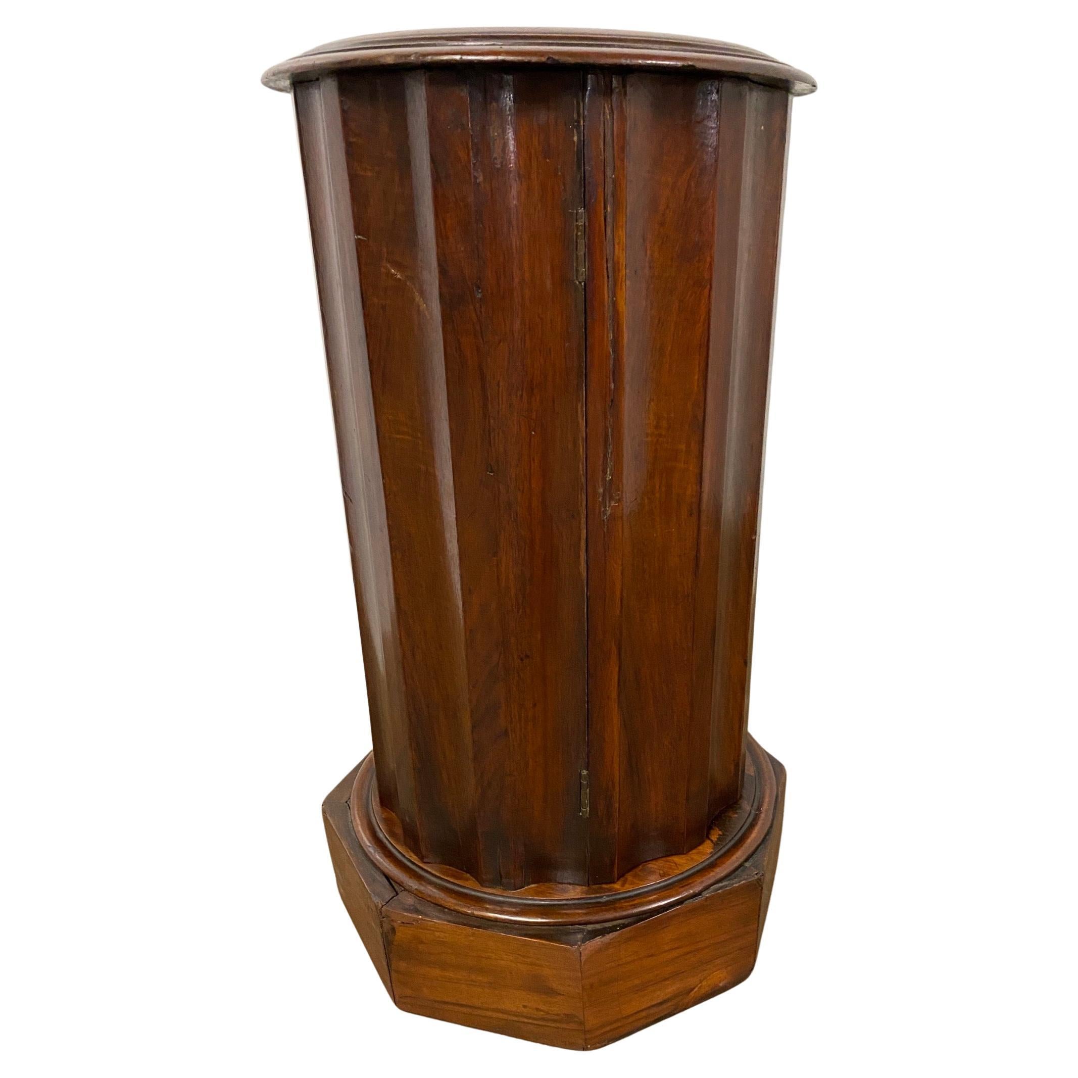 Empire 19th Century Round Pedestal Pot Cupboard Side Table For Sale