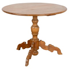 Antique 19th Century Round Pine Pedestal Side Table