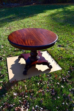 19th Century Round Regency Mahogany Table with Lion Paw Feet