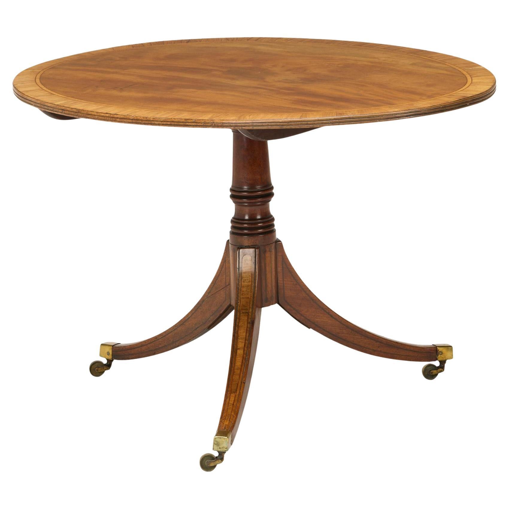 19th Century Round Regency Mahogany & Walnut Tilt-top Table