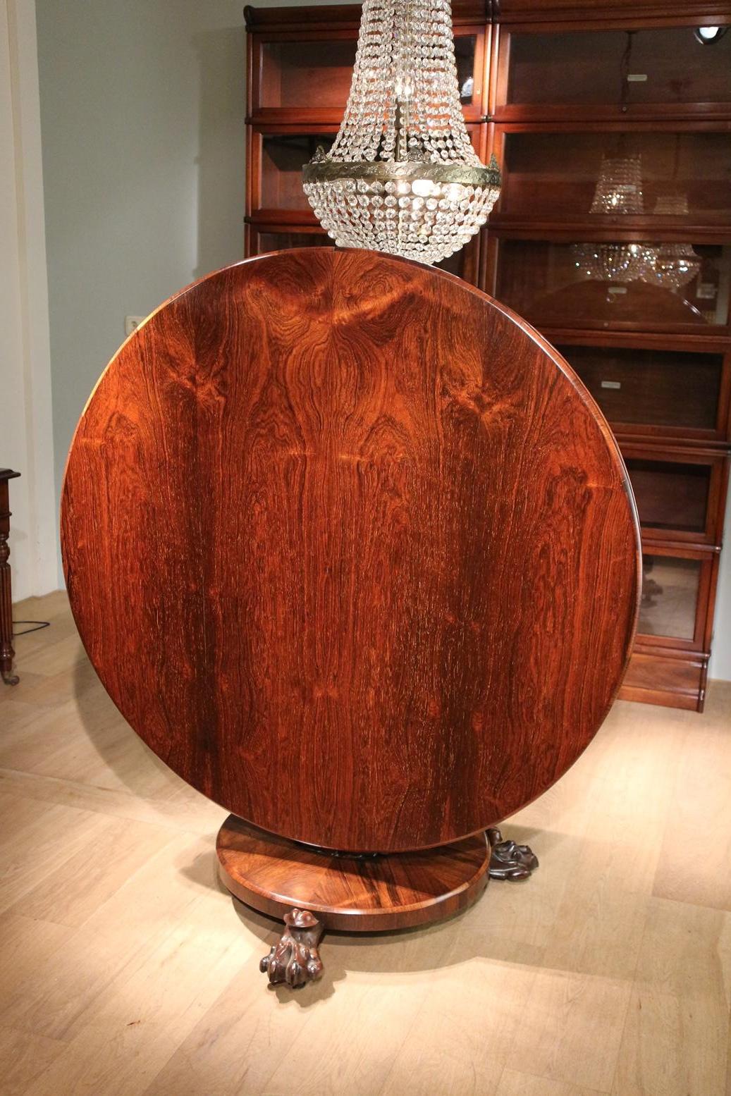 19th Century Round Rosewood Dining Room Table 2