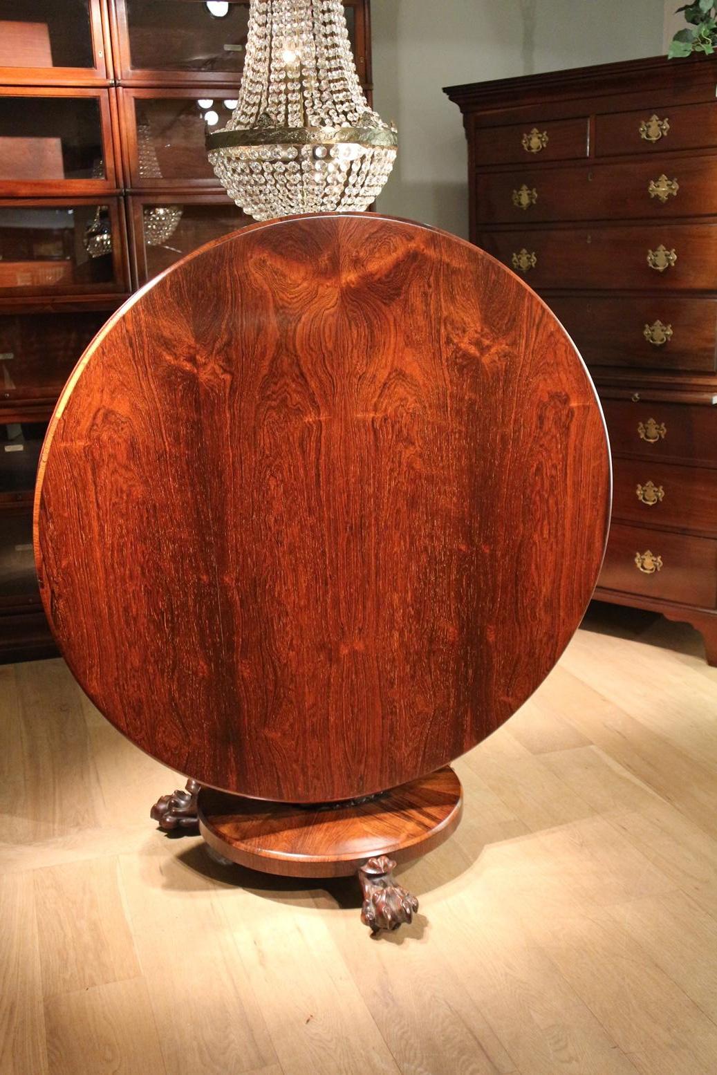 19th Century Round Rosewood Dining Room Table 3