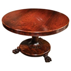 Antique 19th Century Round Rosewood Dining Room Table