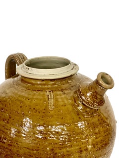 19th Century Walnut Oil Jar, Earthenware, Rustic Charm, 30cm Diameter