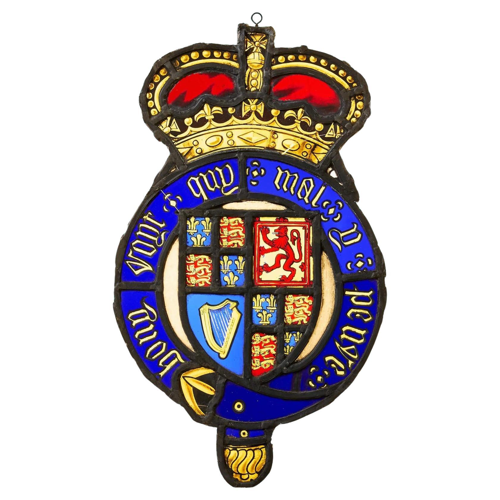 19th Century Roundel Depicting The Royal Arms of Charles II For Sale