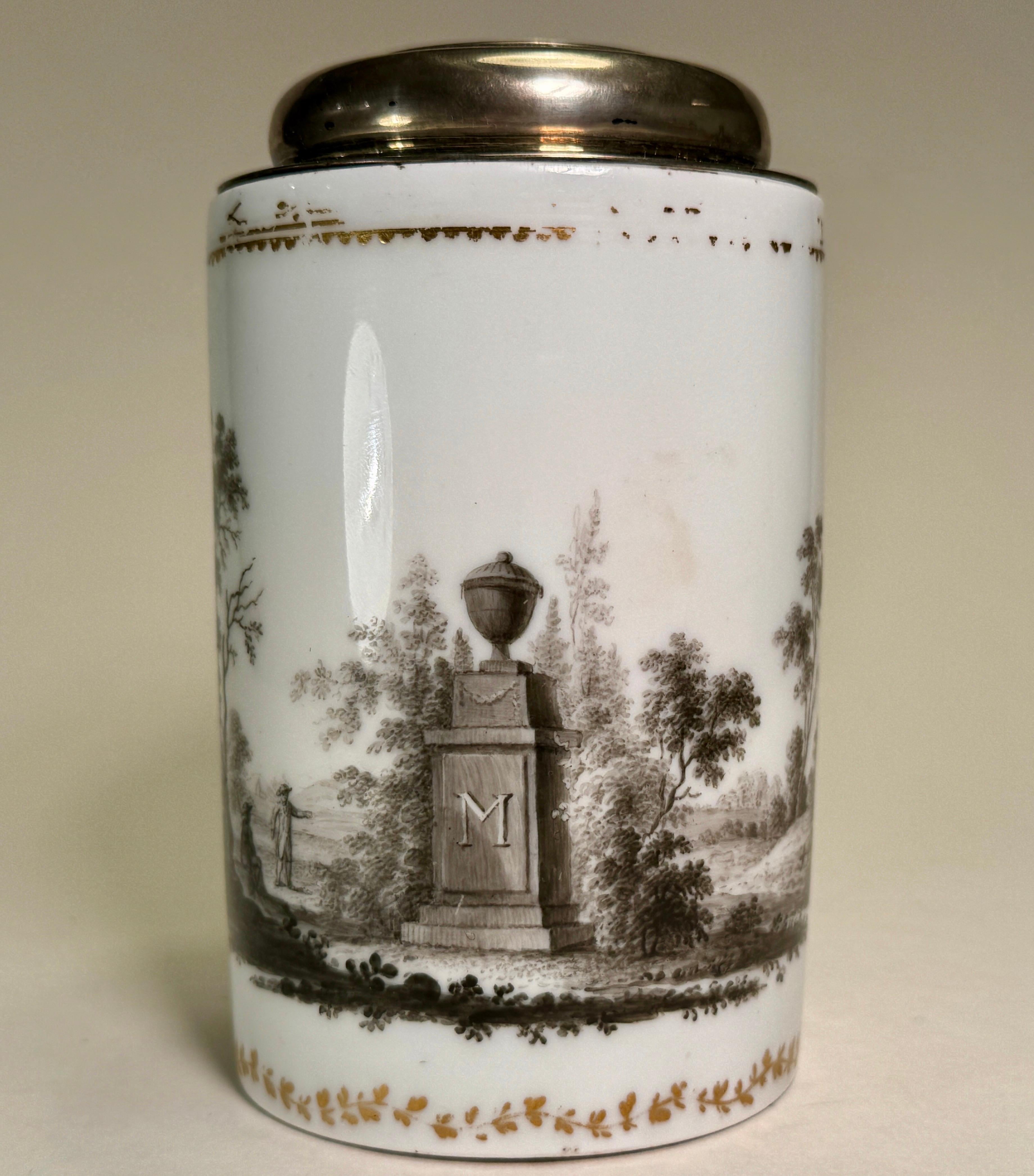 19th Century Royal Copenhagen Porcelain Jug with Silver Gilt Lid, Denmark In Good Condition For Sale In Haddonfield, NJ
