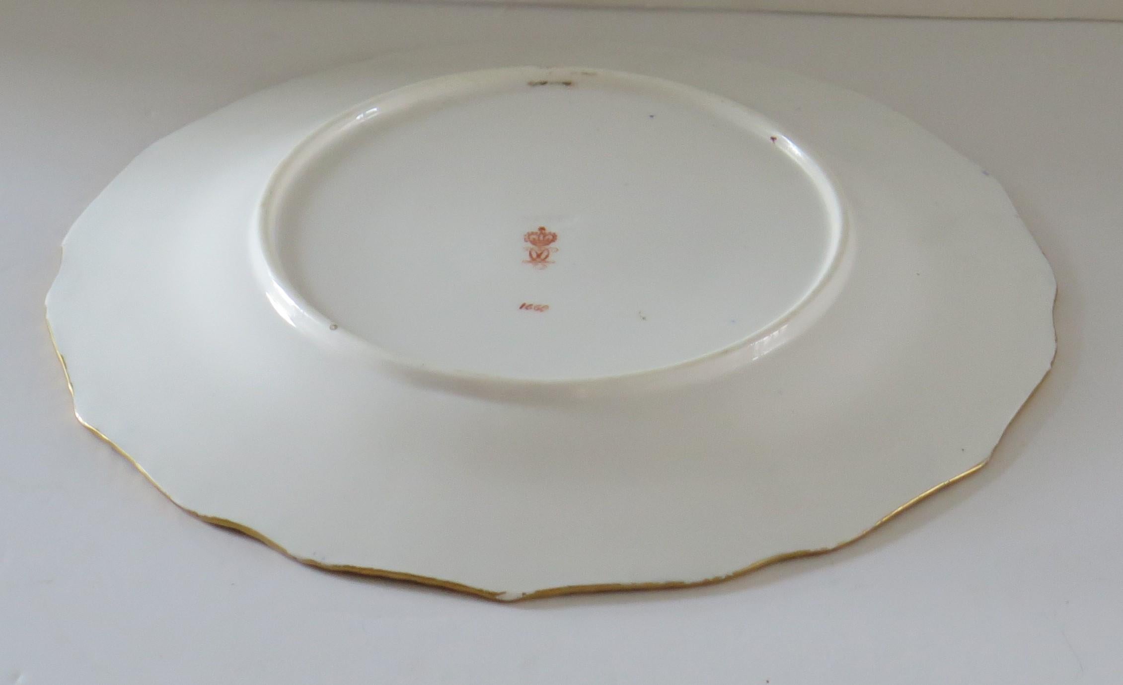 19th Century Royal Crown Derby Porcelain Desert Plate Ptn 1660, circa 1890 2