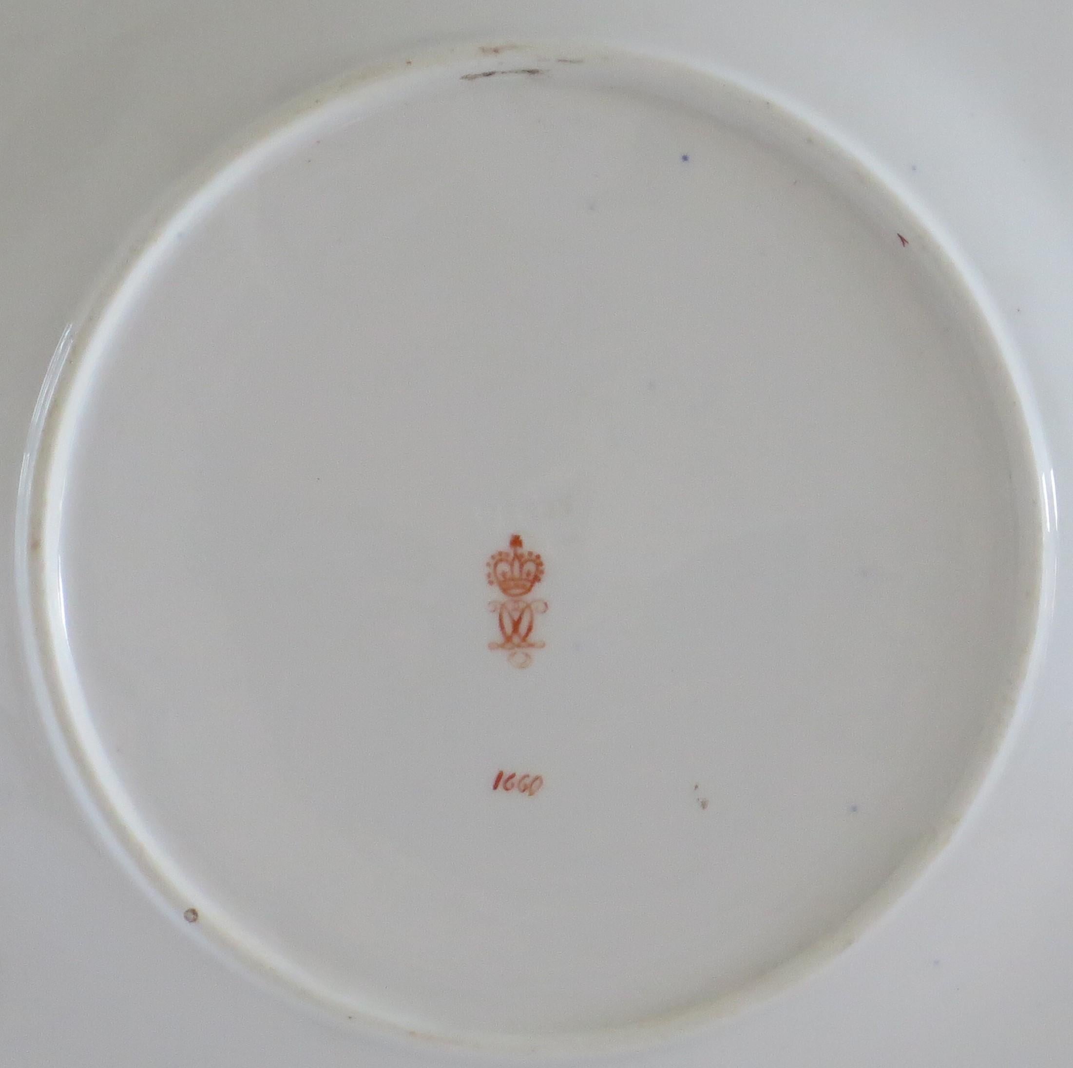 19th Century Royal Crown Derby Porcelain Desert Plate Ptn 1660, circa 1890 4