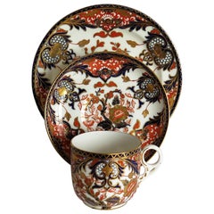 Antique 19th Century Royal Crown Derby Porcelain Trio in Old Japan Pattern, circa 1890