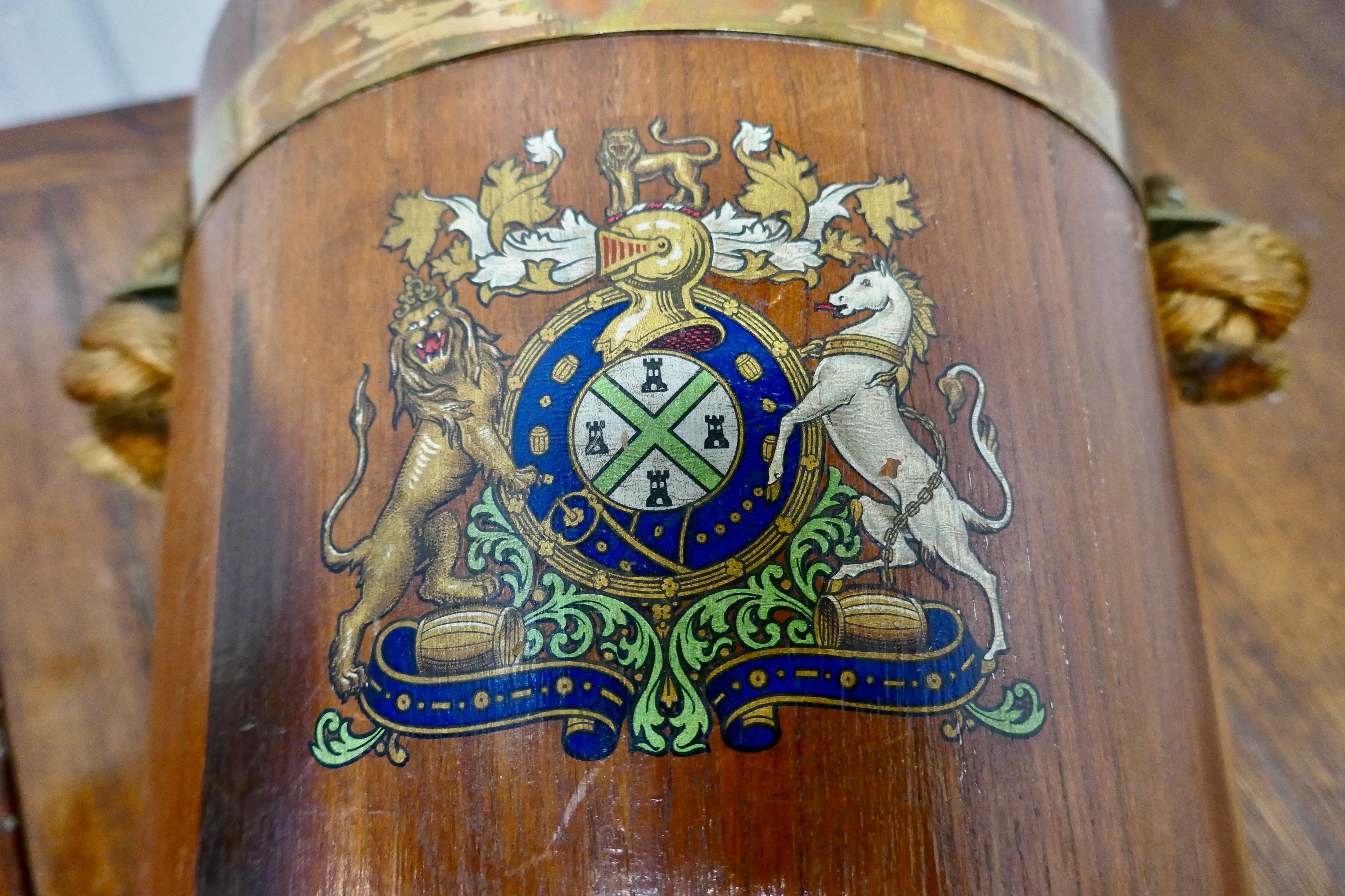 Late 19th Century 19th Century Royal Navy Oak Fire Bucket, with Plymouth Armorial Crest     For Sale