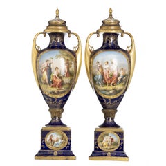 19th century - Royal Viena Signed Kauffman - Pair of Vases (80 cm - 31.5 inches)