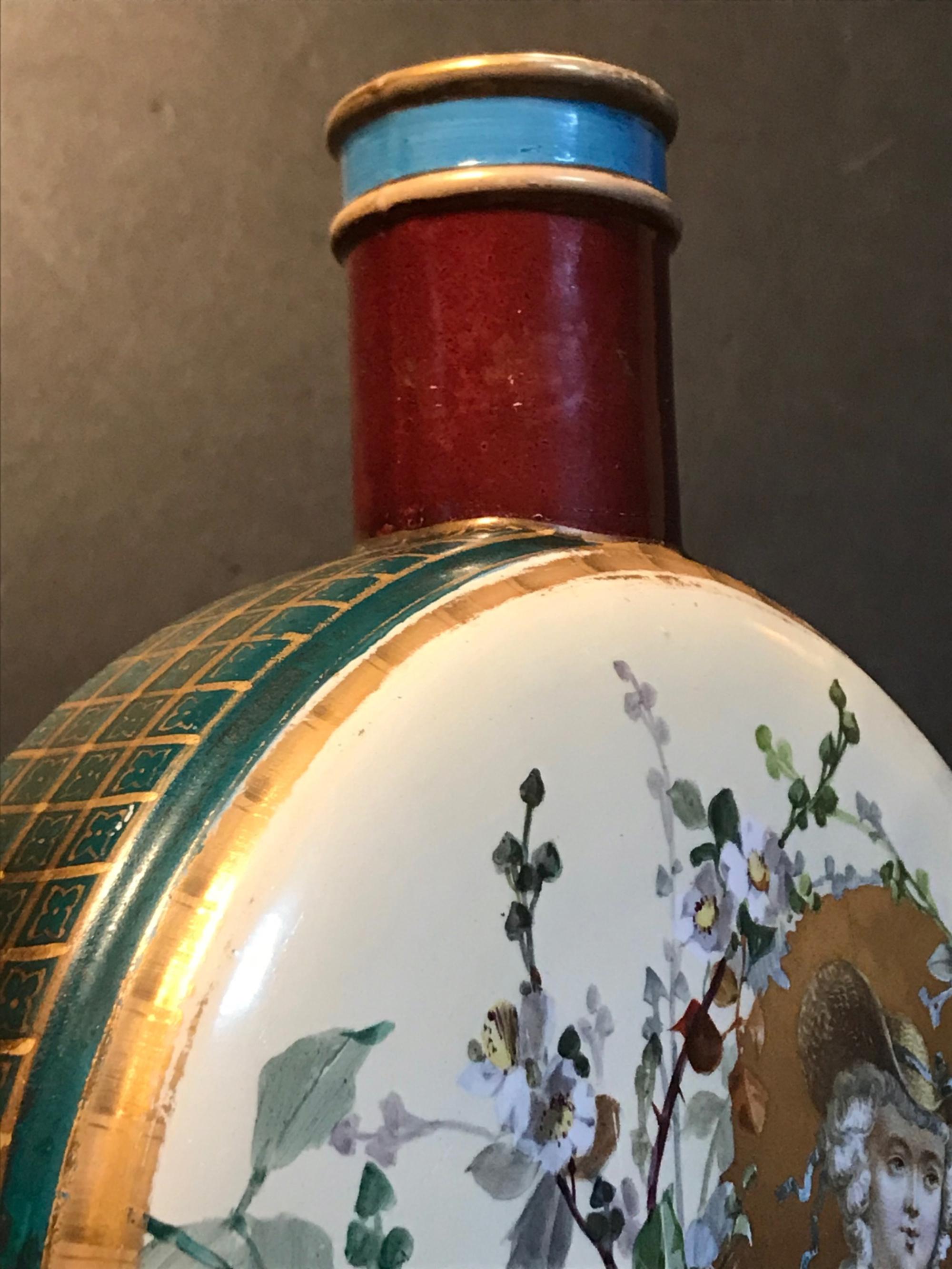 19th Century Royal Vienna Belle Époque Porcelain Moon Flask For Sale 4