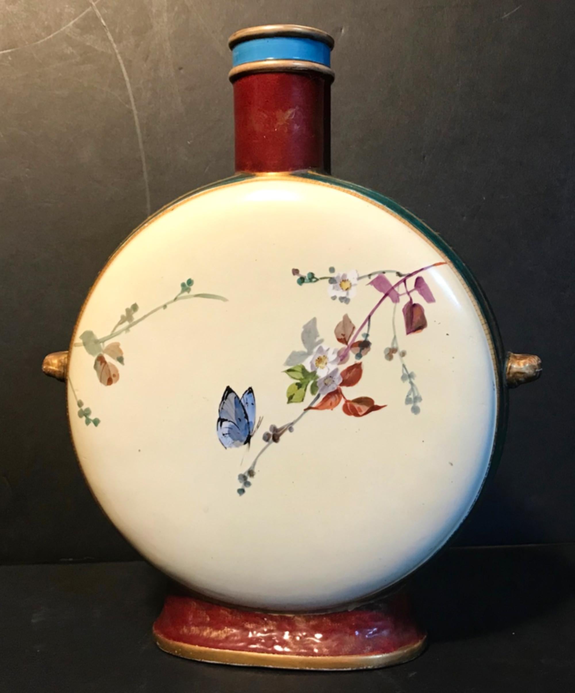 Hand-Painted 19th Century Royal Vienna Belle Époque Porcelain Moon Flask For Sale